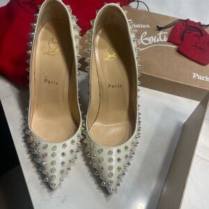 Christian Louboutin White Studded Heels